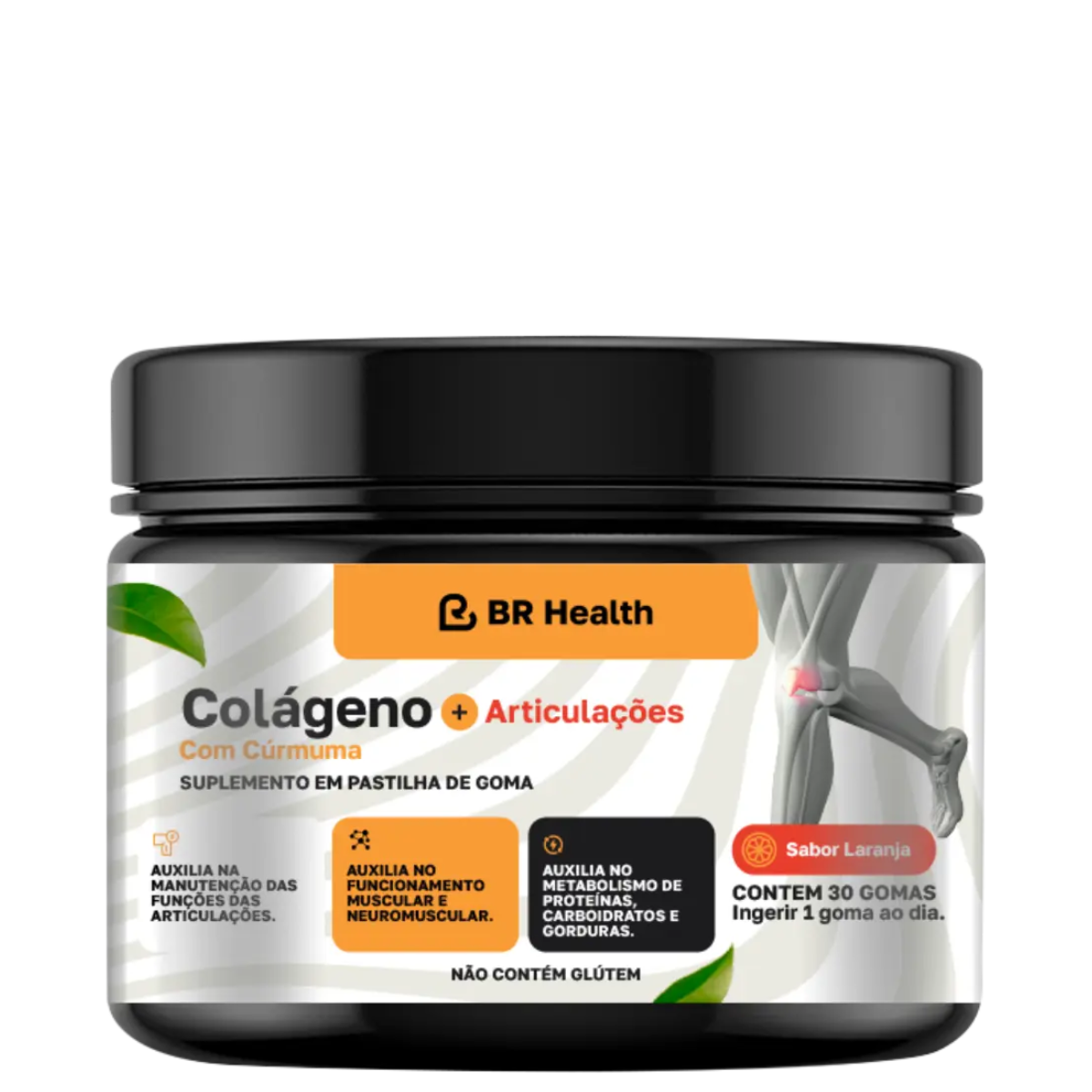 BR Health - Colágeno com Cúrcuma - 30 Gomas - sabor Laranja