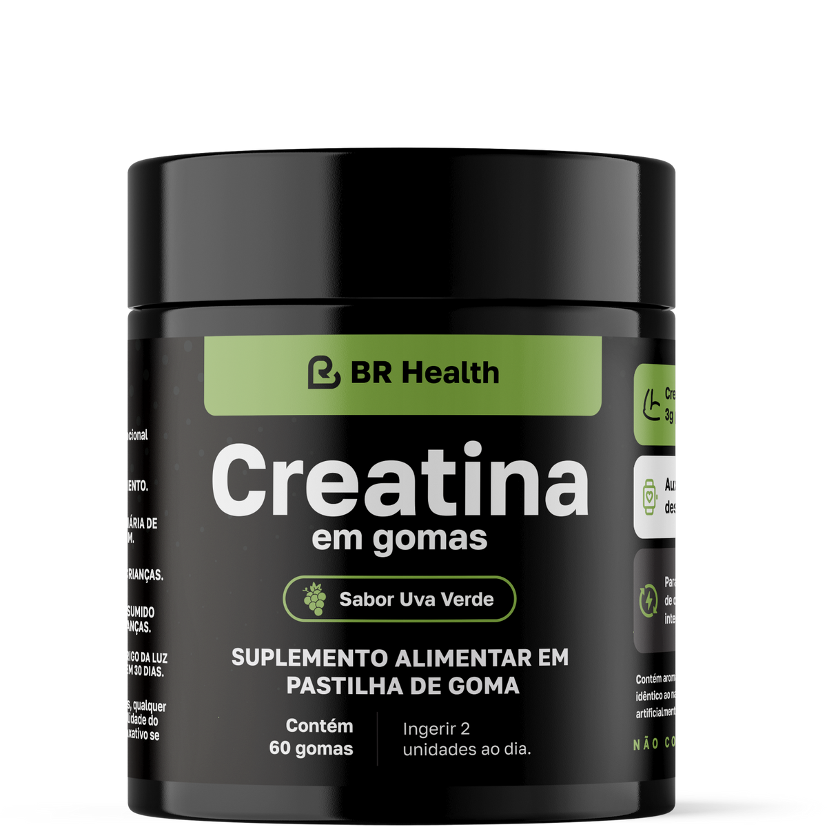 BR Health - Creatina em gomas 3g - Sabor Uva Verde - 60 gomas