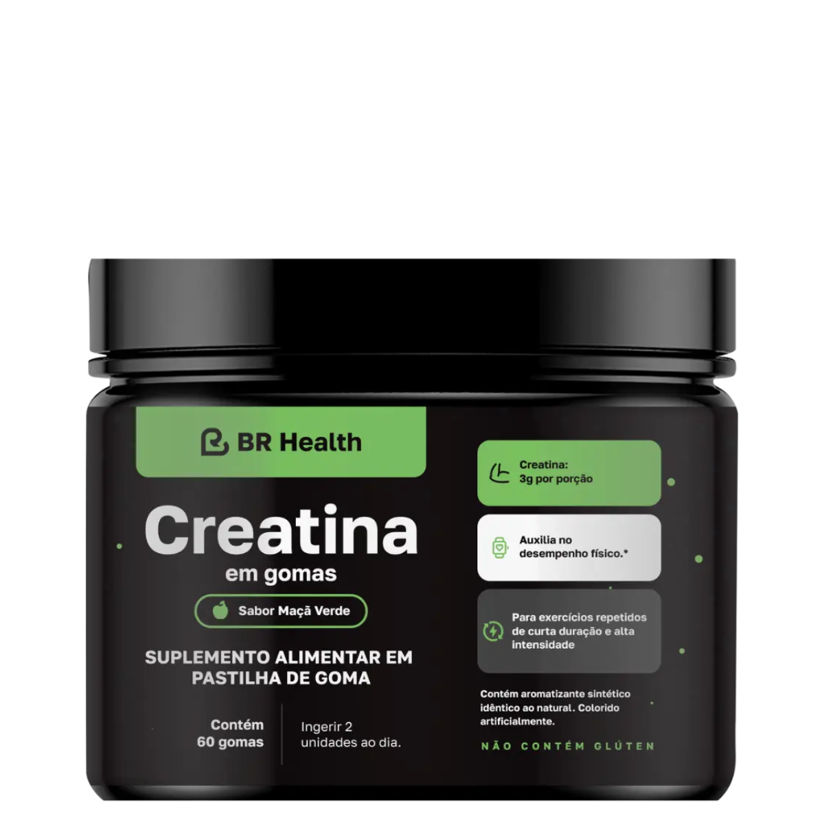 BR Health - Creatina em gomas 3g - Sabor Maça Verde - 60 gomas