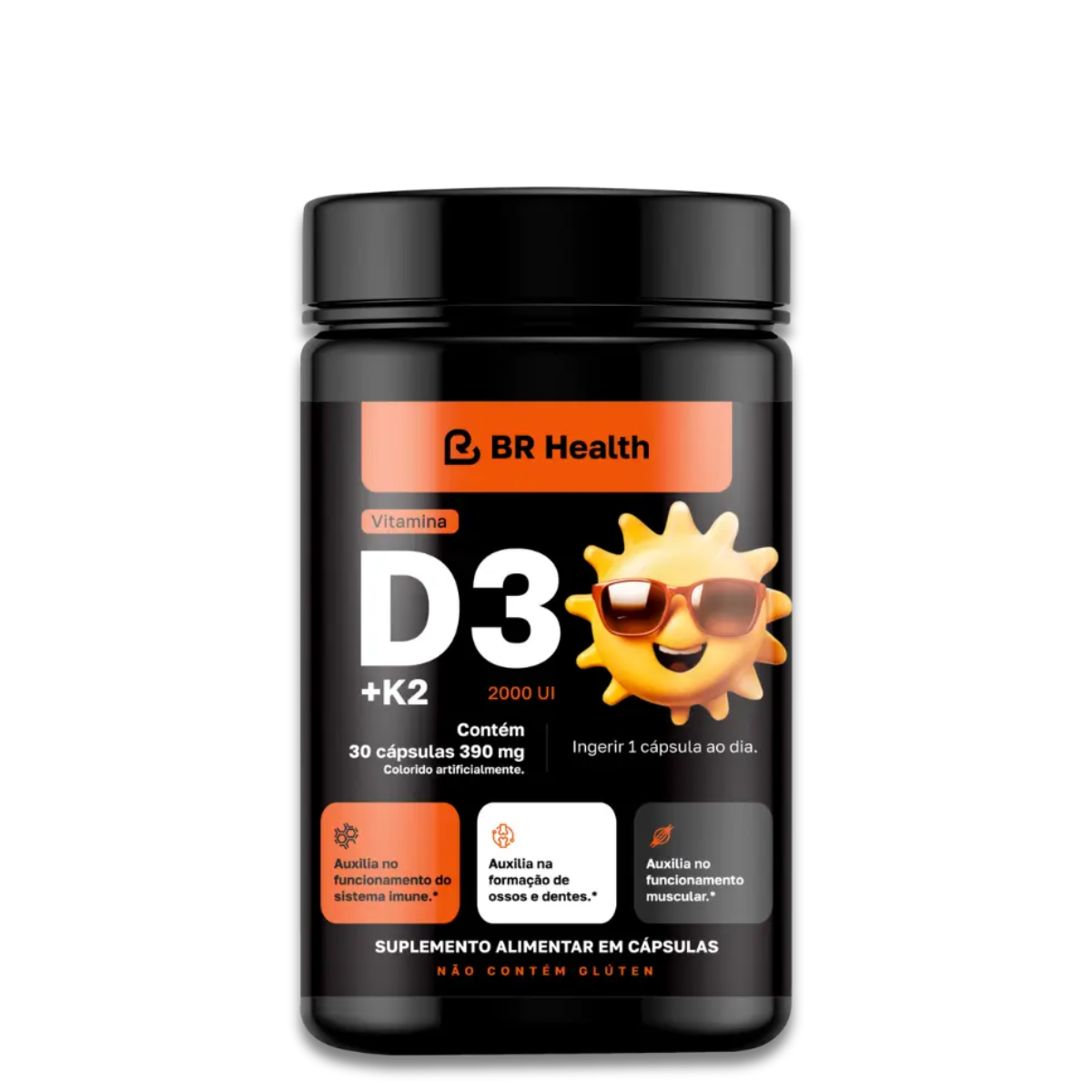 BR Health - Vitamina D3 + Vitamina K2 - 30 cápsulas