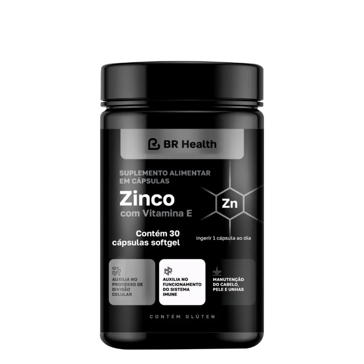 BR Health - Zinco com Vitamina E - 30 cápsulas softgel