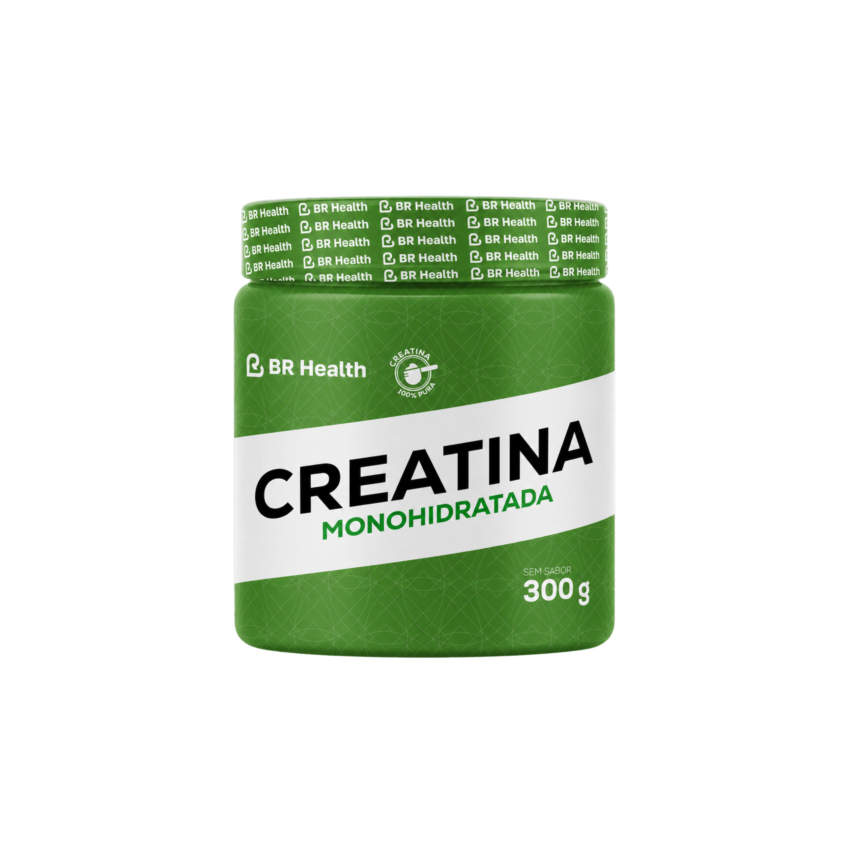 Pote de Creatina Monohidratada BR Health sem sabor, 300 g