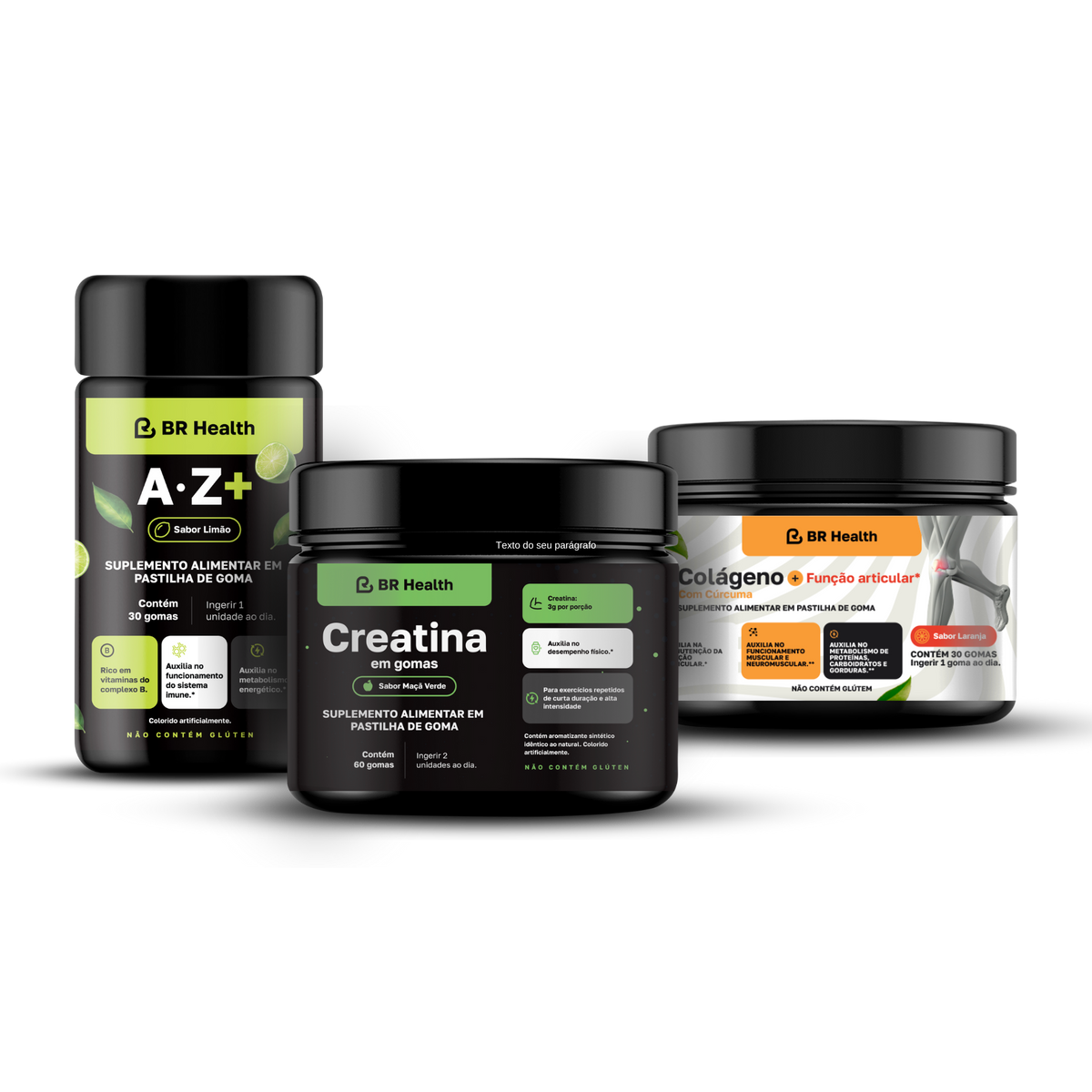 BR Health - Kit essencial do dia a dia - Suplementos em goma